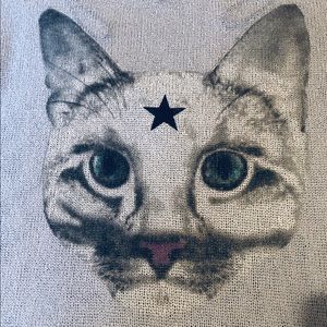 Cat print artsy tissue sweater long sleeve top
